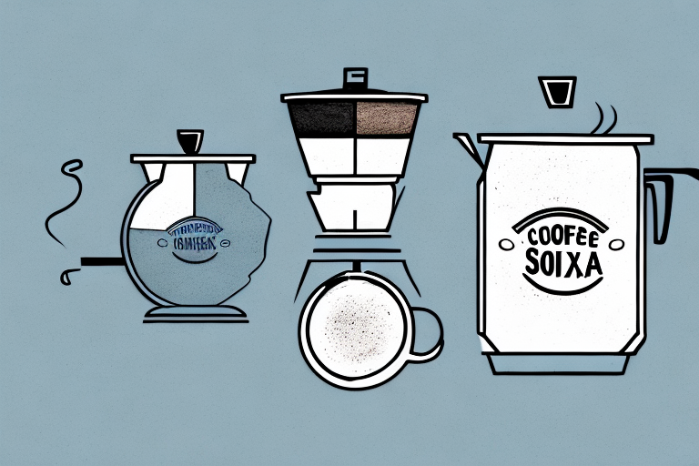 A coffee maker with a box of baking soda beside it