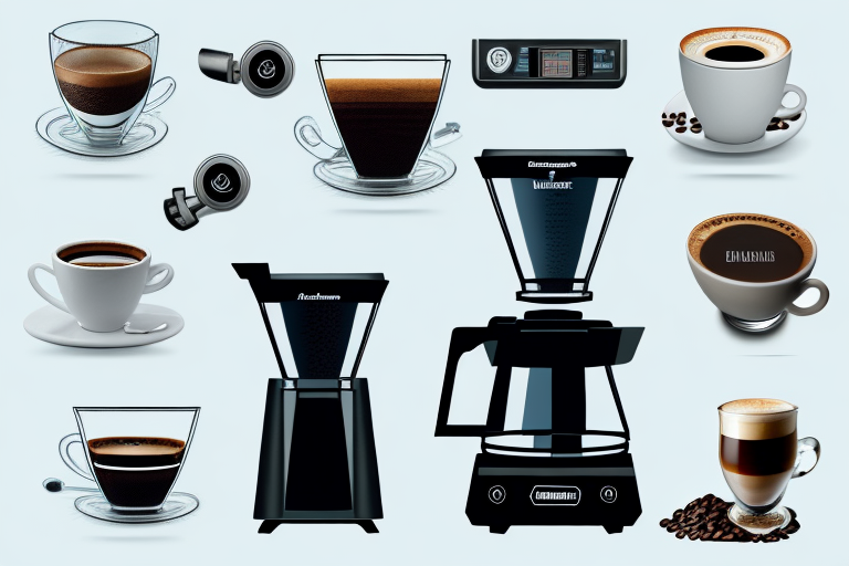 A black+decker coffee maker with the various components labeled