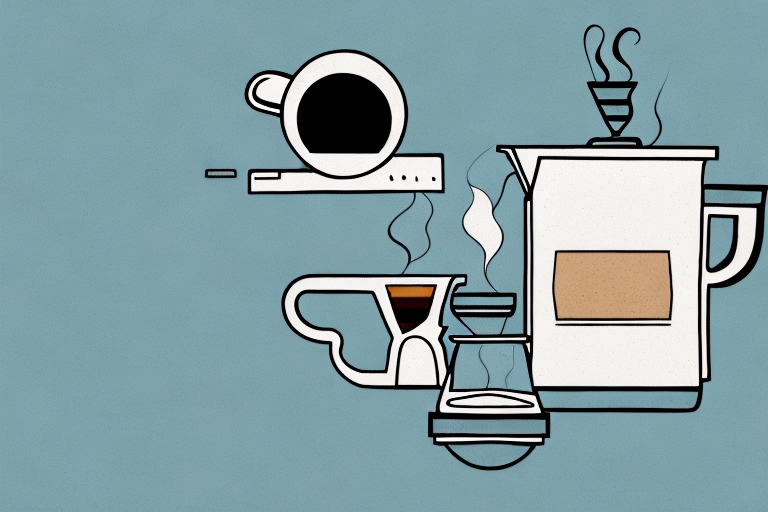 A coffee maker with a cup of coffee and steam coming from it