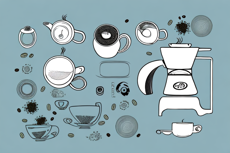 A coffee and tea maker machine with its components
