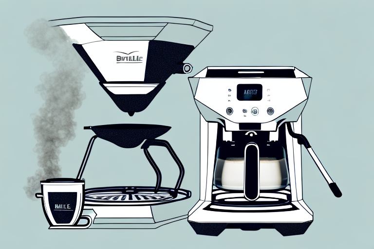 A breville coffee maker with a descaling process taking place