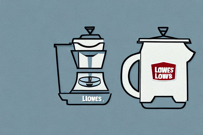A coffee maker with a lowes logo on it