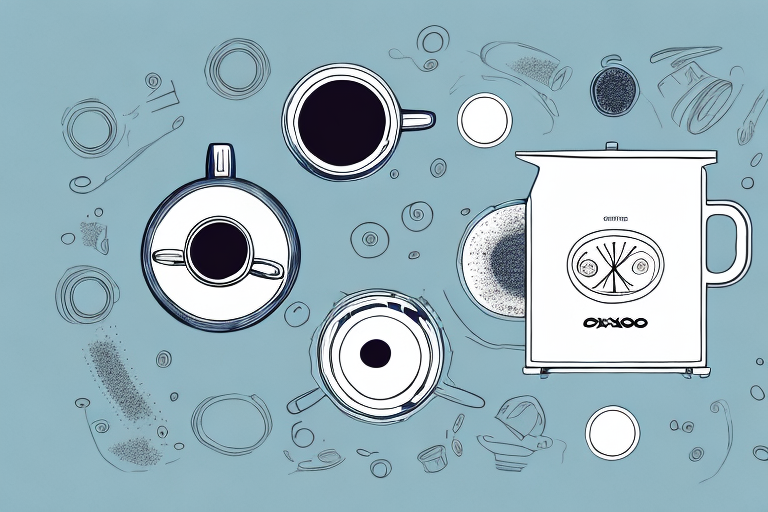An oxo coffee maker with the components of the descaling process visible
