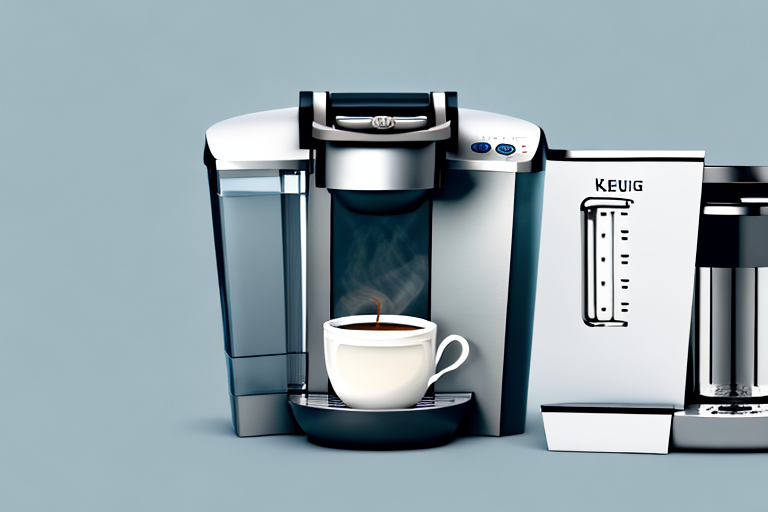 A keurig k-slim single-serve k-cup pod coffee maker with its components and features