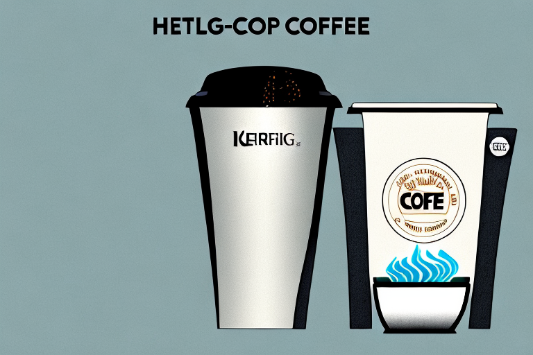 A keurig coffee maker with a cup of hot and cold coffee