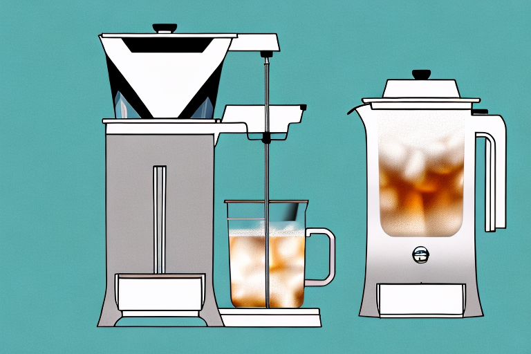 A mr. coffee tm75 iced tea maker with a pitcher of iced tea