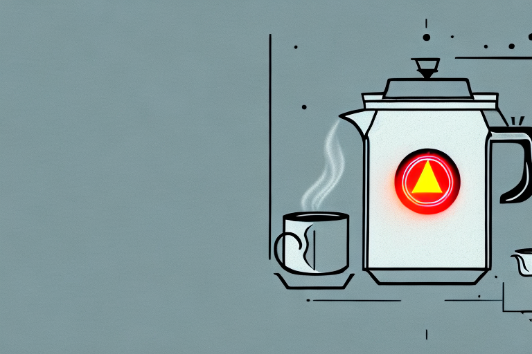 A coffee maker with a warning light flashing