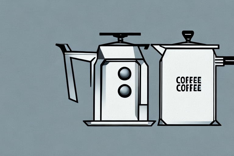 A stainless steel stovetop coffee maker with its components