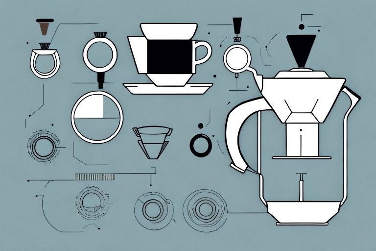 An 8-cup coffee maker with its components and features
