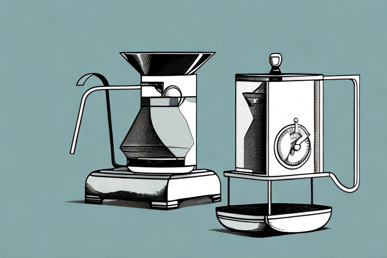 An old-fashioned coffee maker with its components