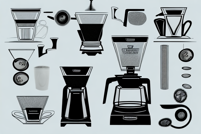 A black & decker coffee maker with its components labeled